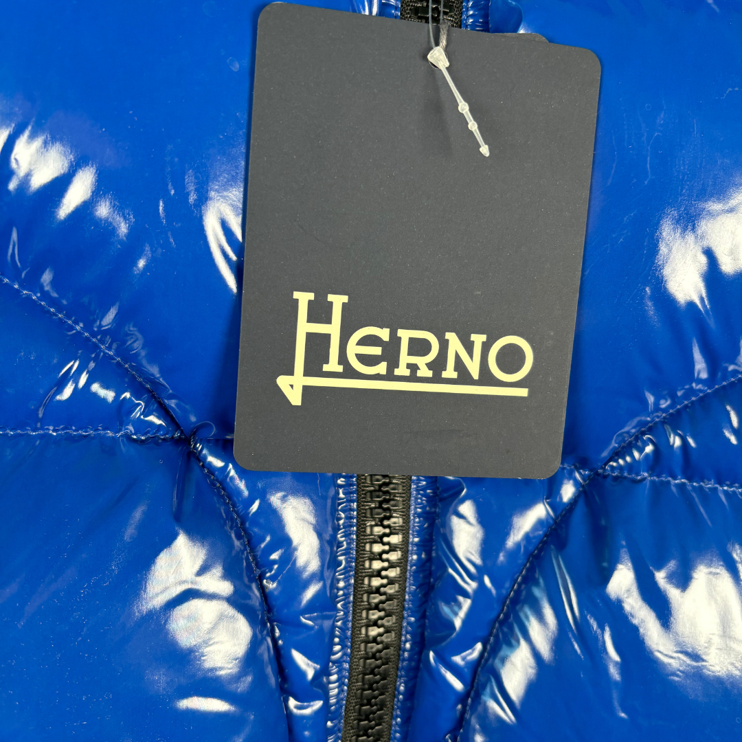 Herno Glossy Logo Puffer Jacket (Blue) (New)