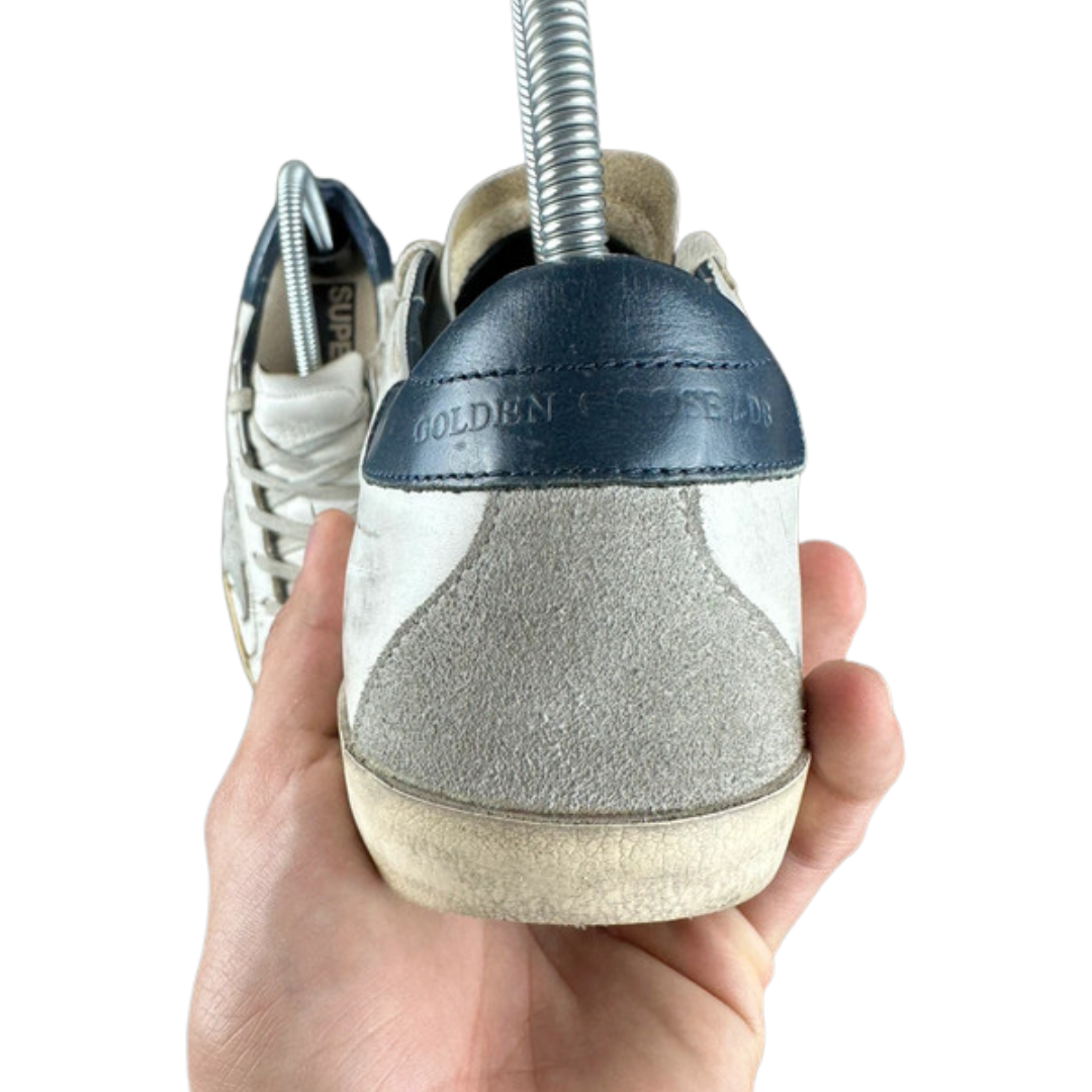 Golden Goose Superstar Sneakers (Navy Heel) (Womens)