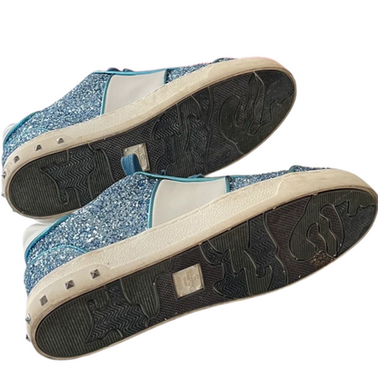 Valentino Garavani Flycrew Sneakers (Blue Glitter) (Womens)