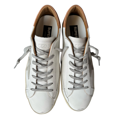 Golden Goose Superstar Sneakers (Orange Heel) (New) (Womens)
