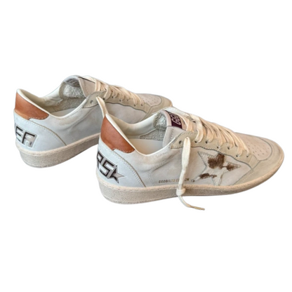 Golden Goose Ballstar Sneakers (White Orange) (New) (Womens)