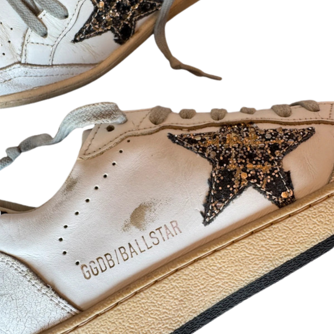 Golden Goose Ballstar Sneakers (Black Heel) Womens)