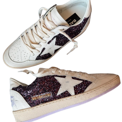 Golden Goose Ballstar Sneakers (Purple Glitter) (New) (Womens)