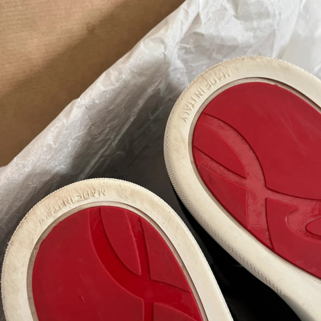 Christian Louboutin Louis Junior Spike Sneakers (Black White)