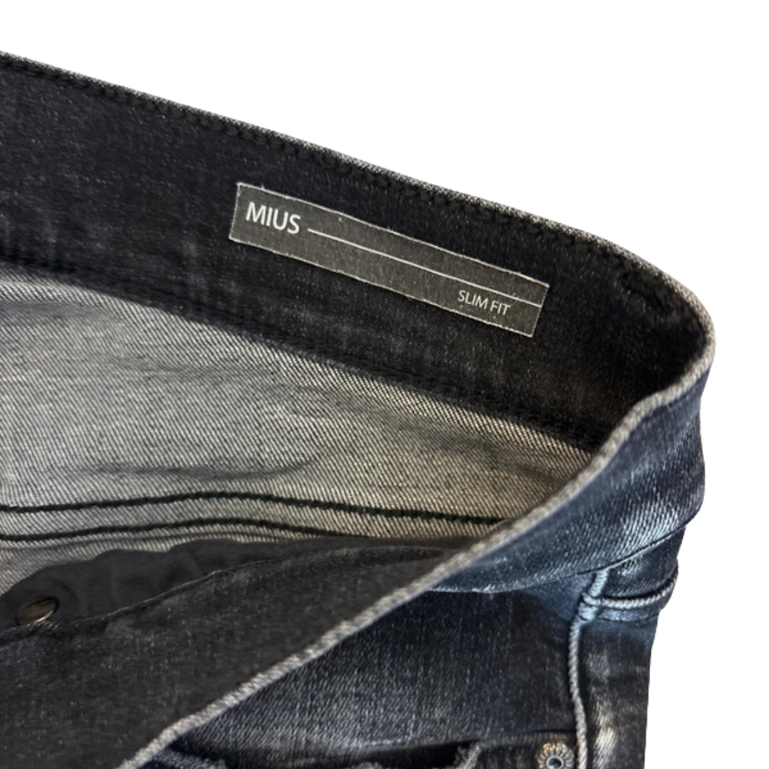 Dondup Mius Distressed Slim Fit Jeans (Dark Grey)