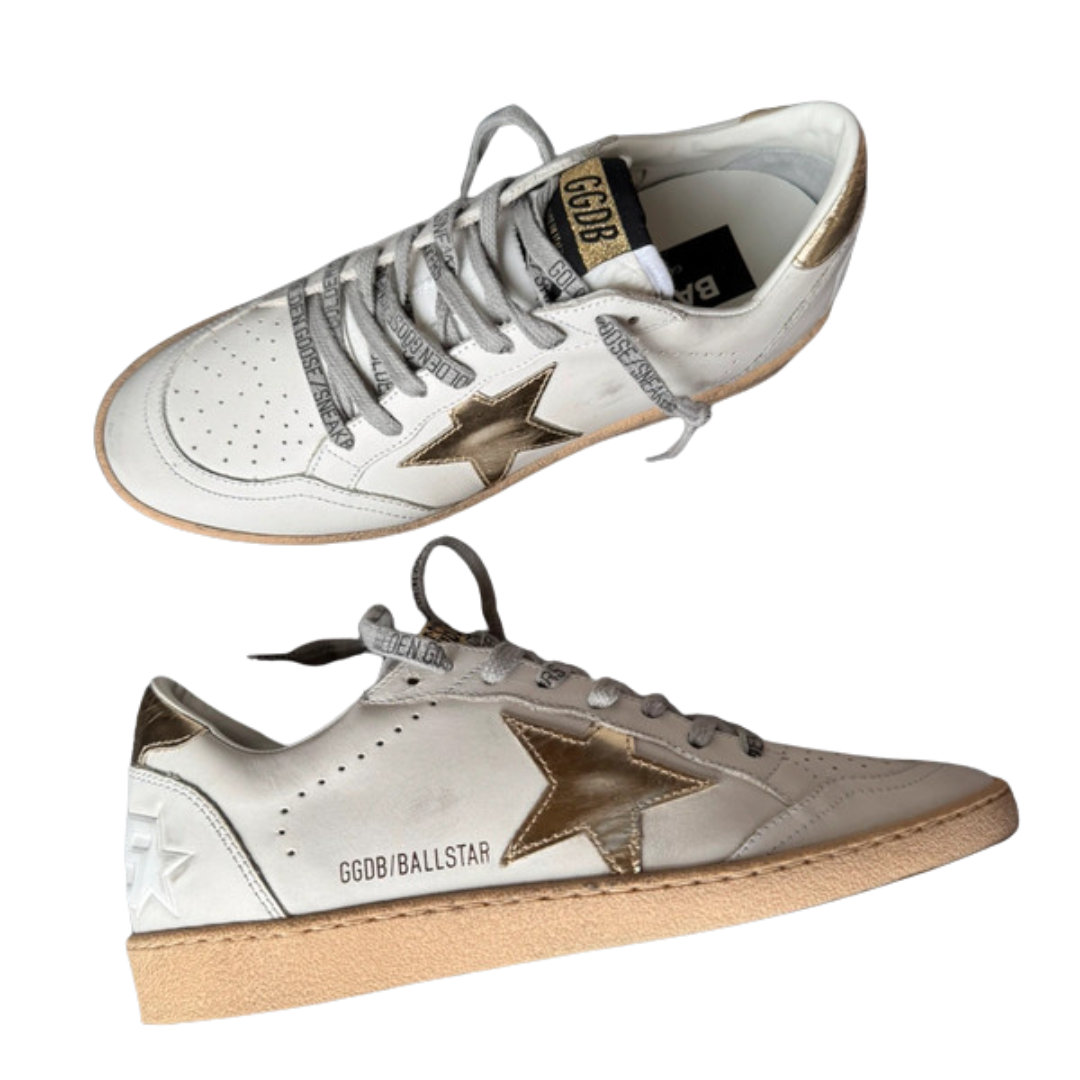 Golden Goose Ballstar Sneakers (White Gold) (New) (Womens)