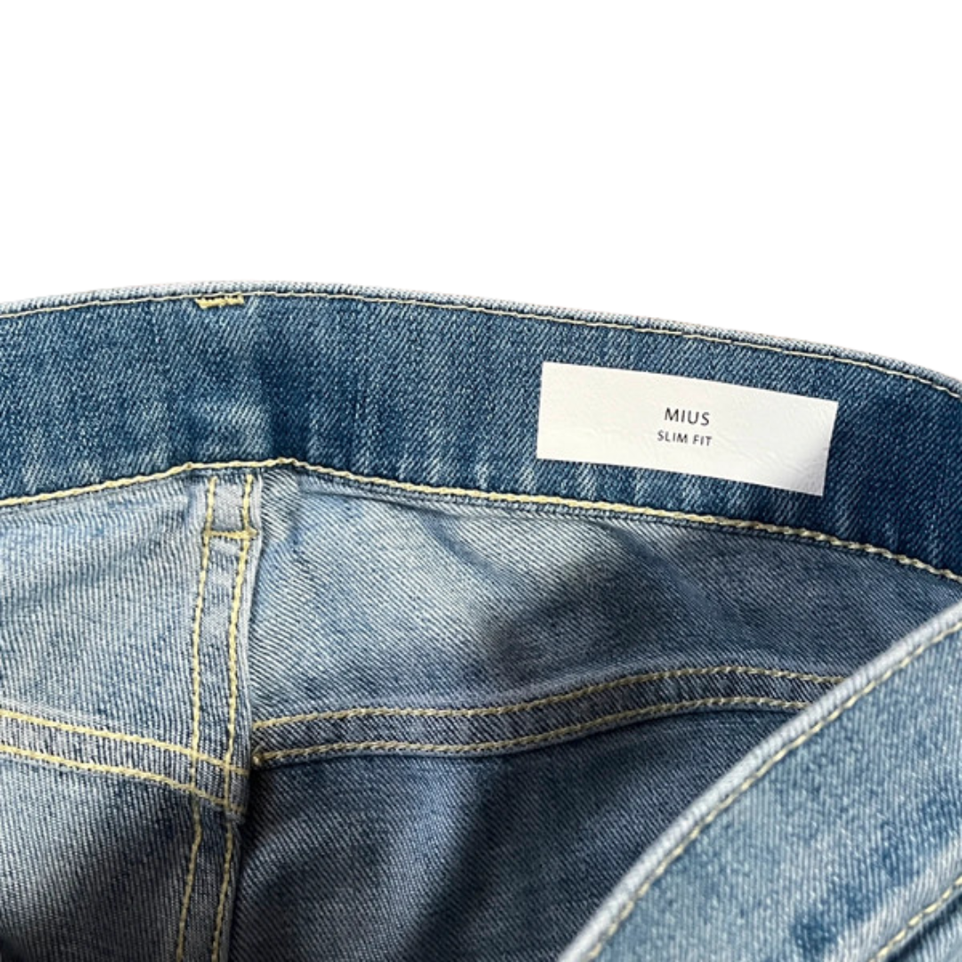 Dondup Mius Distressed Slim Fit Jeans (Blue)