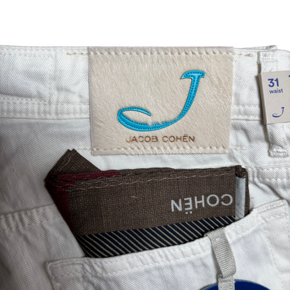 Jacob Cohën 688 Slim Fit Linen Trousers (White) (New)