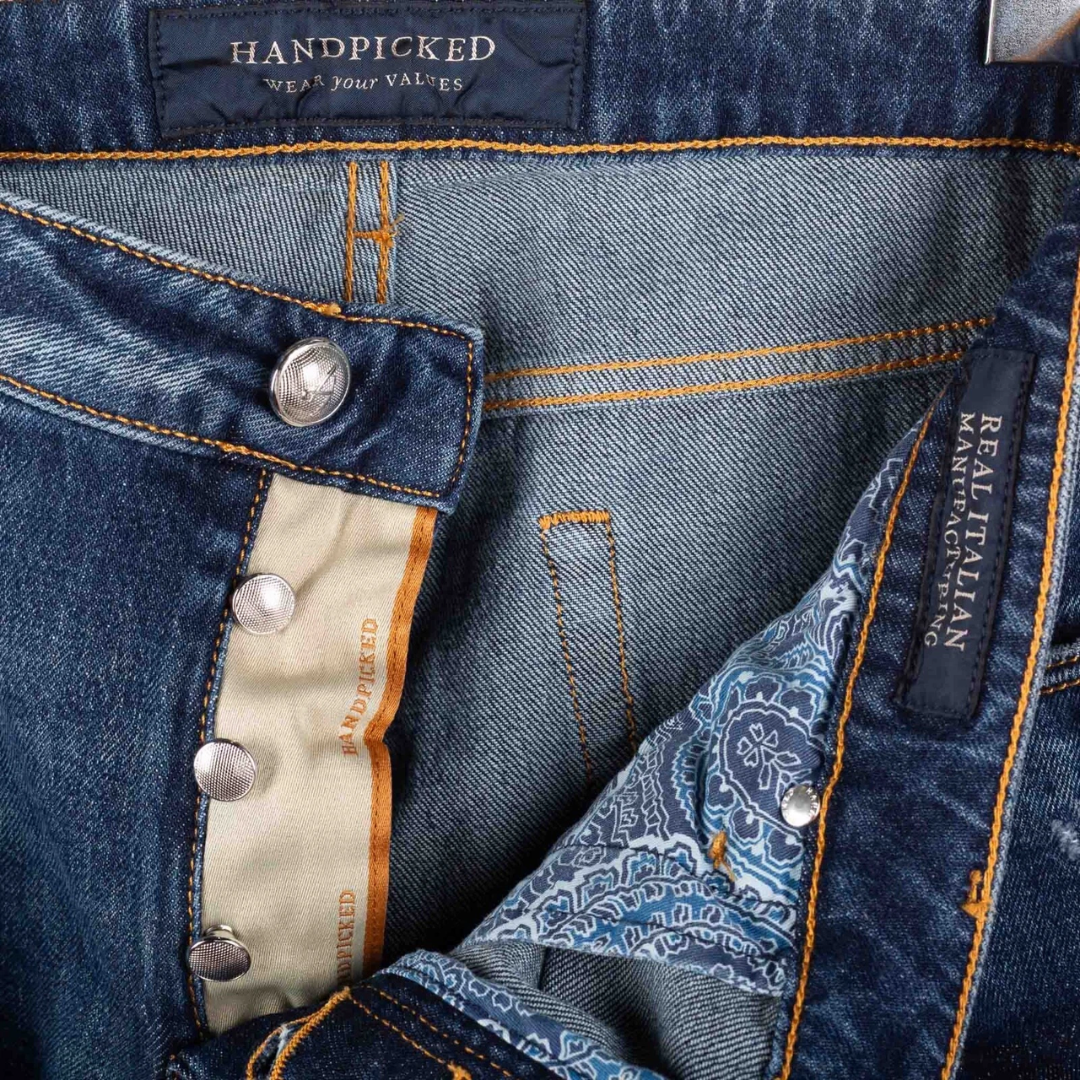 Handpicked Ravello Distressed Slim Fit Jeans (Navy) (New)