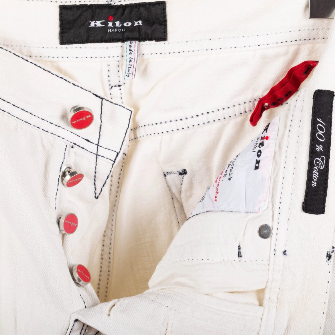 Kiton Napoli Slim Fit Jeans (White) (New)