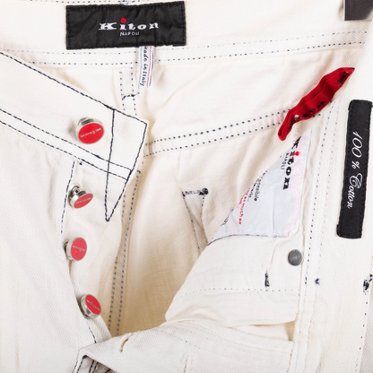 Kiton Napoli Slim Fit Jeans (White) (New)