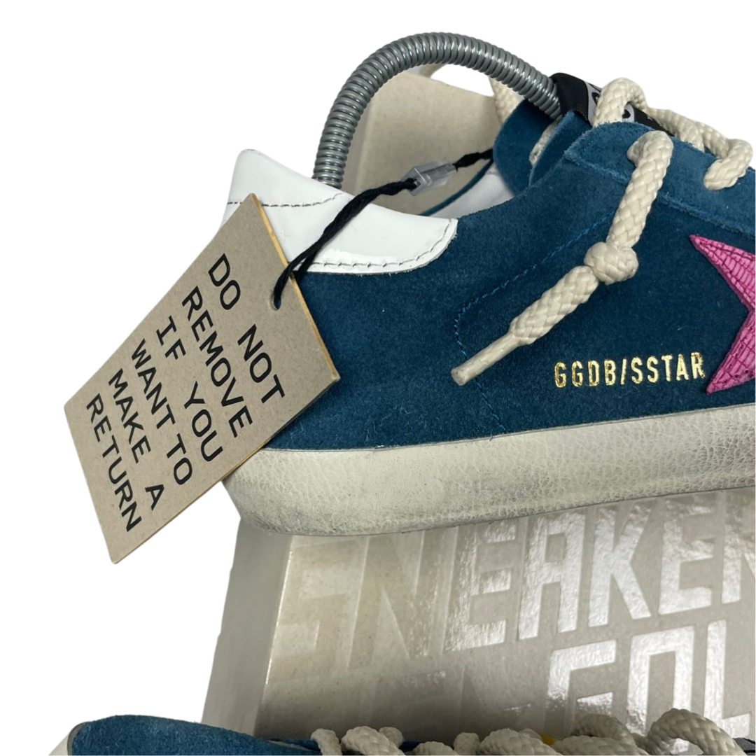 Golden Goose Superstar Sneakers (Navy Pink) (New) (Womens)
