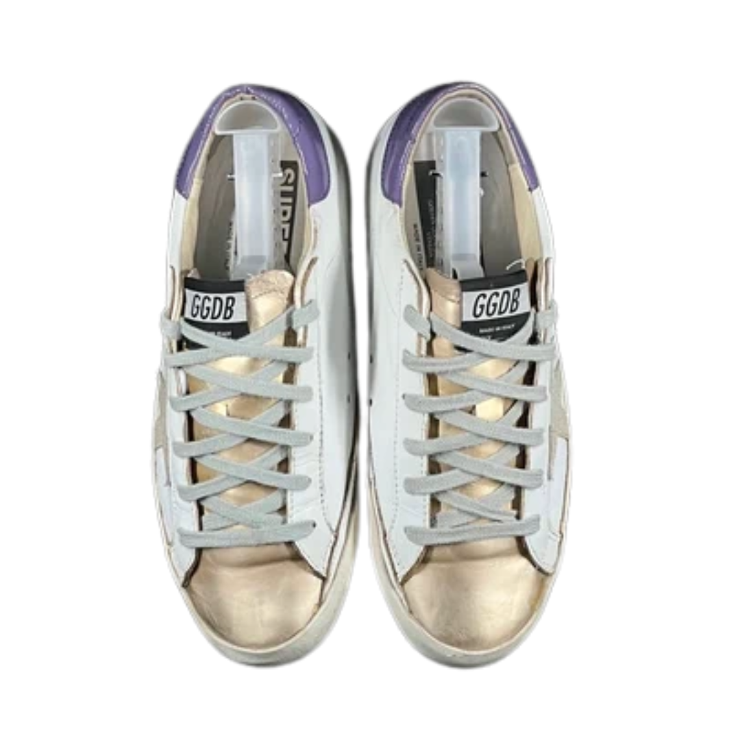 Golden Goose Superstar Sneakers (Purple Heel) (Women's)