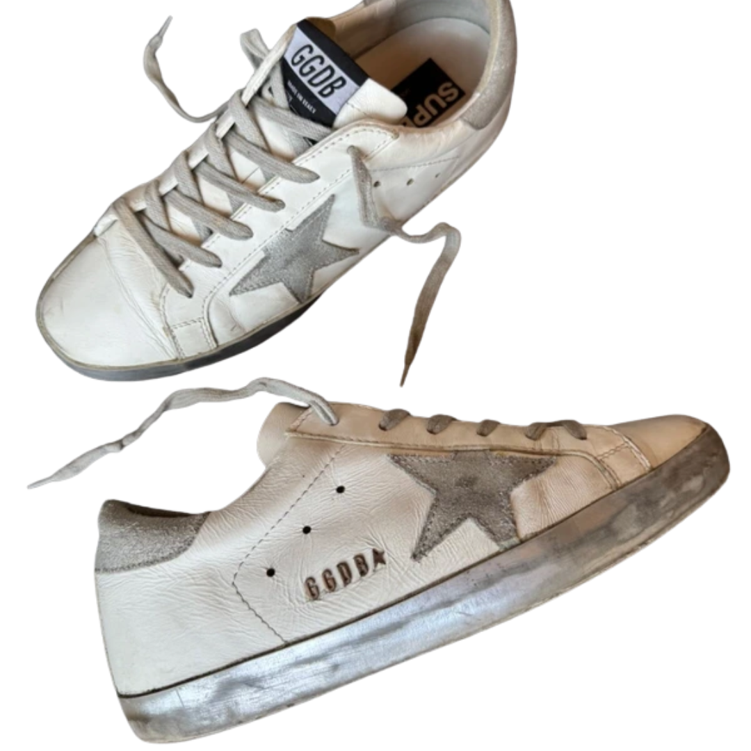 Golden Goose Superstar Sneakers (White &amp; Orange) (New)