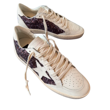 Golden Goose Ballstar Sneakers (Purple Glitter) (New) (Womens)