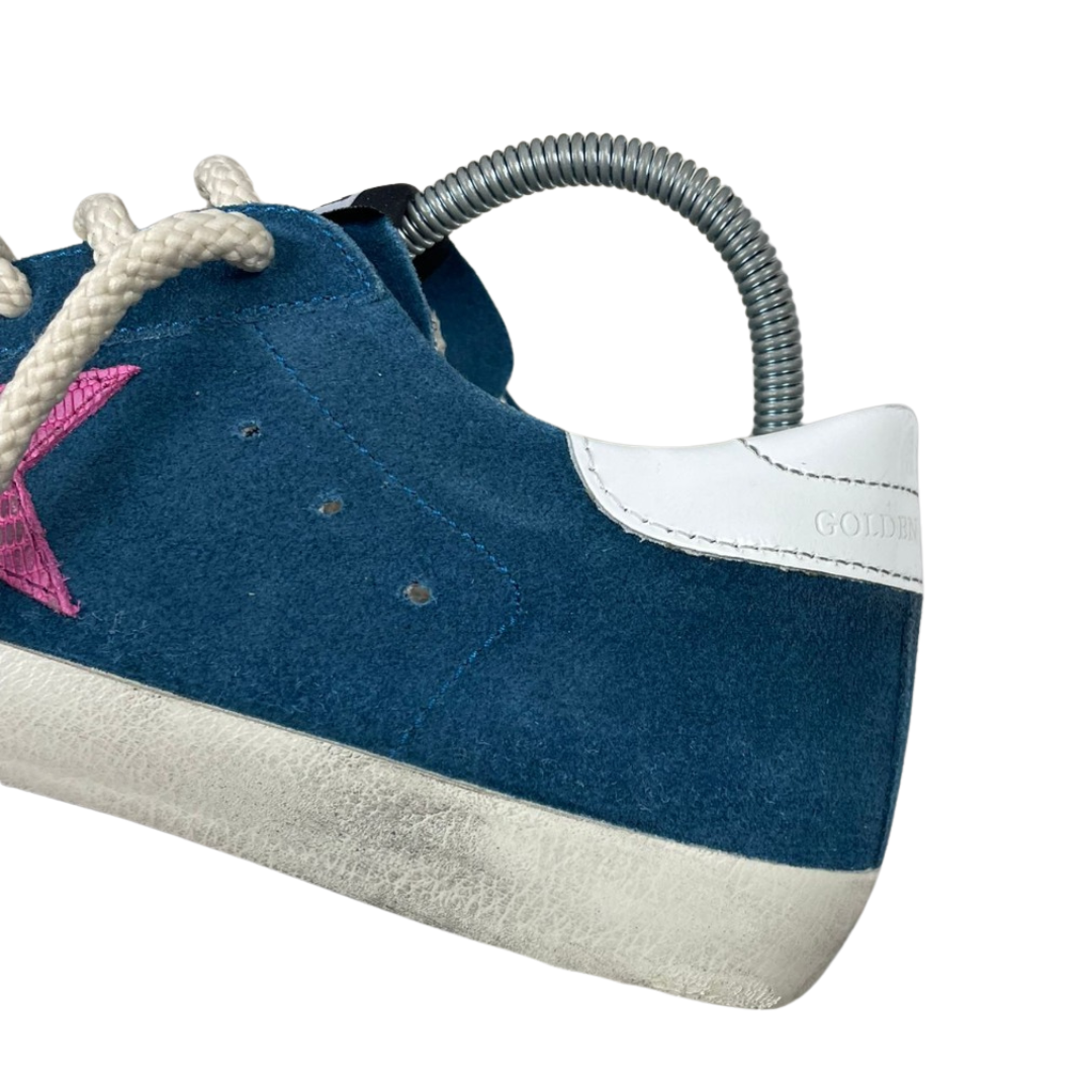 Golden Goose Superstar Sneakers (Navy Pink) (New) (Womens)