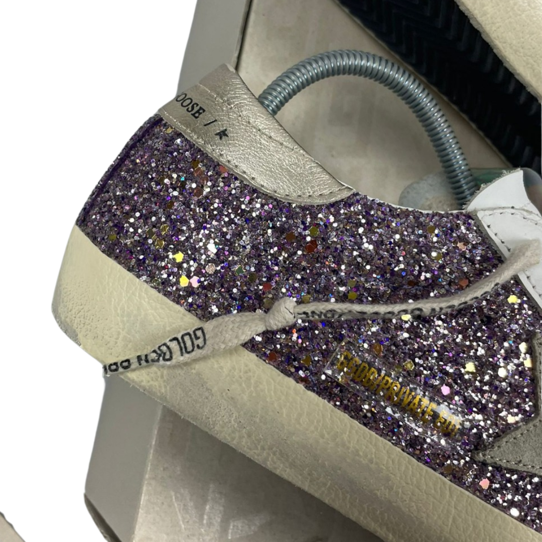 Golden Goose Superstar Sneakers (Purple Glitter) (New) (Womens)