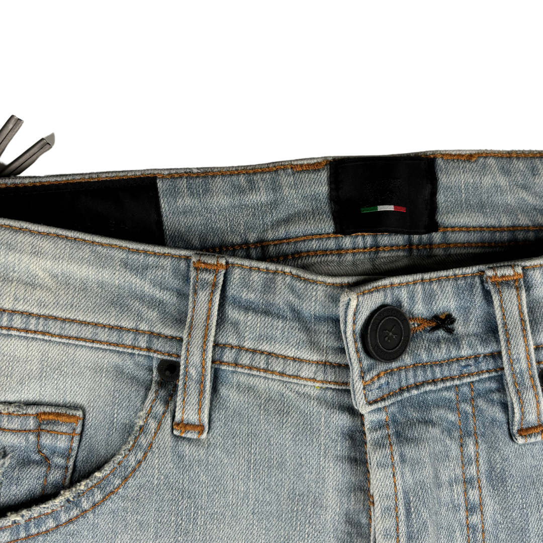 Tramarossa Distressed Slim-fit Jeans (Blue) (New)
