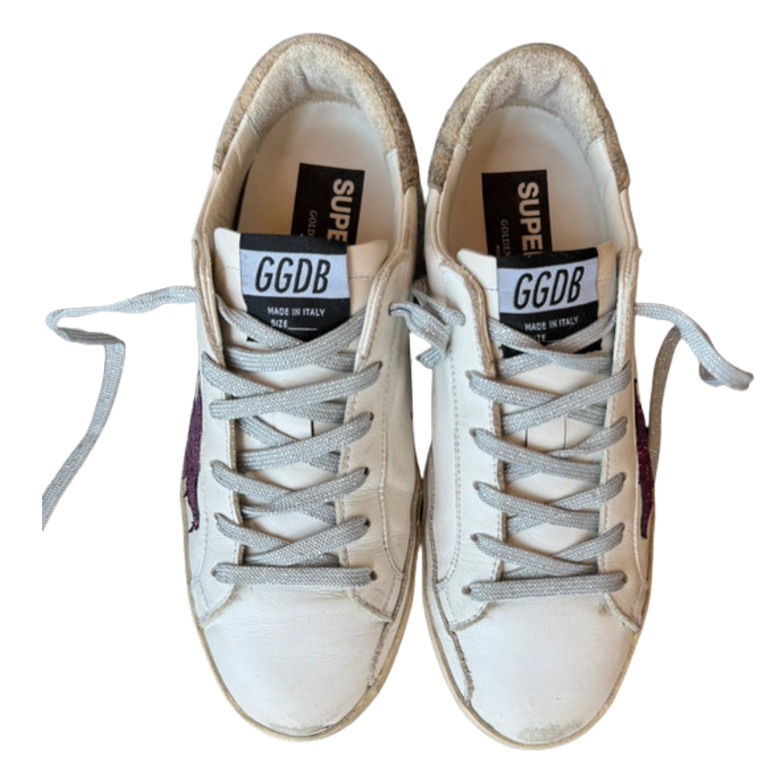 Golden Goose Superstar Sneakers (White Beige) (Womens)
