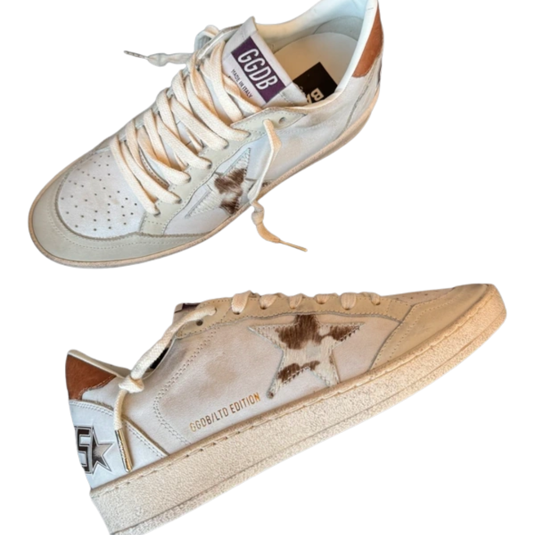 Golden Goose Ballstar Sneakers (White Orange) (New) (Womens)