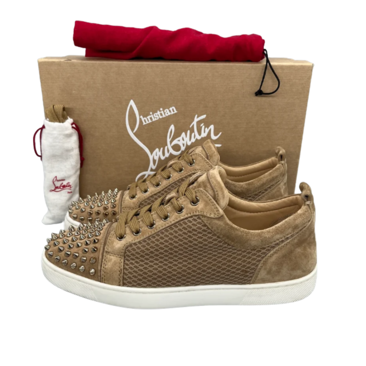 Christian Louboutin Louis Junior Spike Sneakers (Beige)