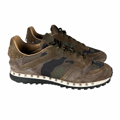 Valentino Garavani Studded Rockrunner Sneakers (Khaki)