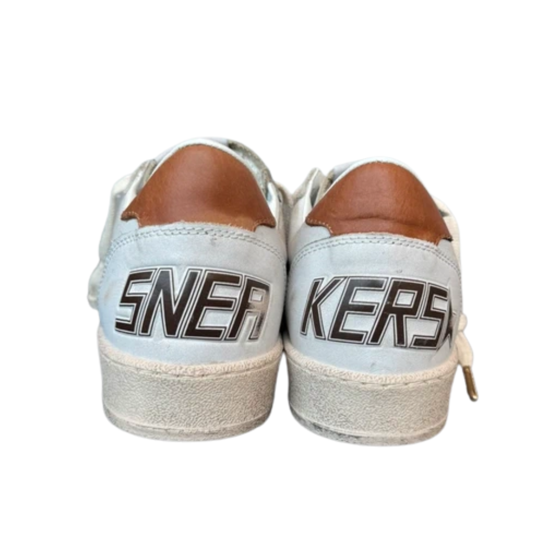 Golden Goose Ballstar Sneakers (White Orange) (New) (Womens)