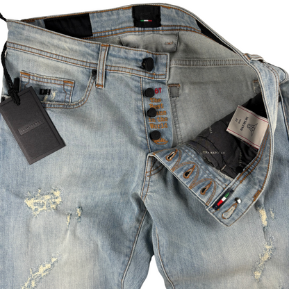 Tramarossa Distressed Slim-fit Jeans (Blue) (New)