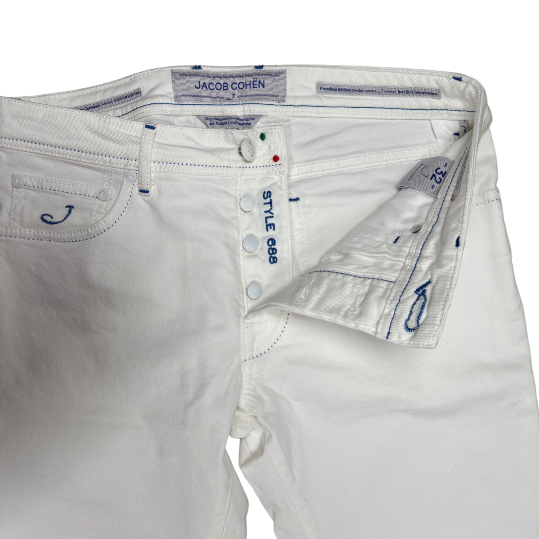 Jacob Cohën 688 Slim Fit Jeans (White) (New)