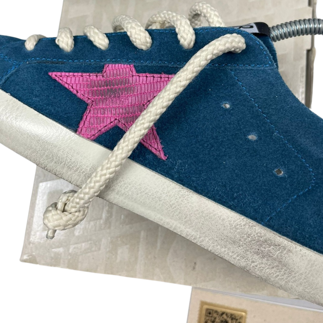 Golden Goose Superstar Sneakers (Navy Pink) (New) (Womens)