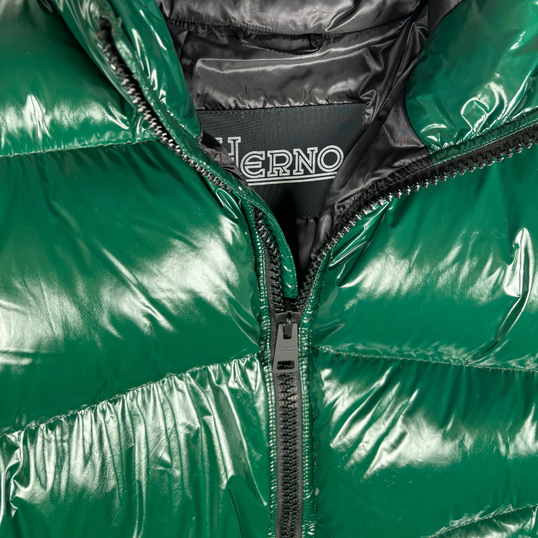 Herno Glossy Logo Puffer Jacket (Dark Green) (New)