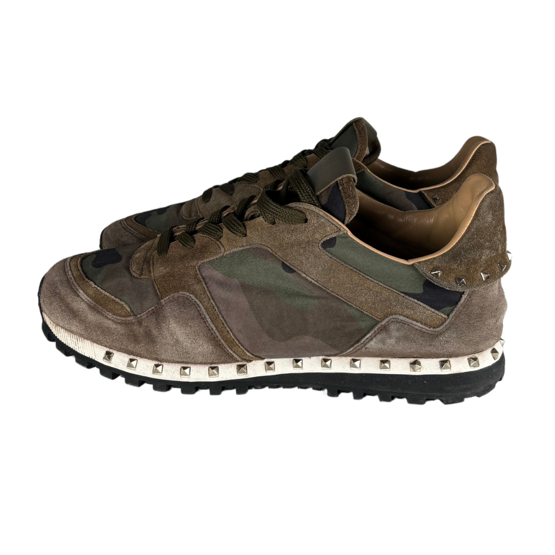 Valentino Garavani Studded Rockrunner Sneakers (Khaki)