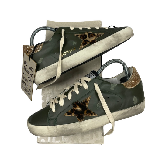 Golden Goose Superstar Sneakers (Dark Green) (New) (Womens)