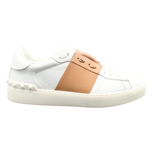 Valentino Open Sneakers (White & Beige) (Womens)