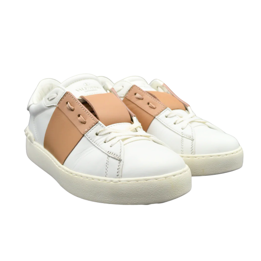 Valentino Open Sneakers (White & Beige) (Womens)