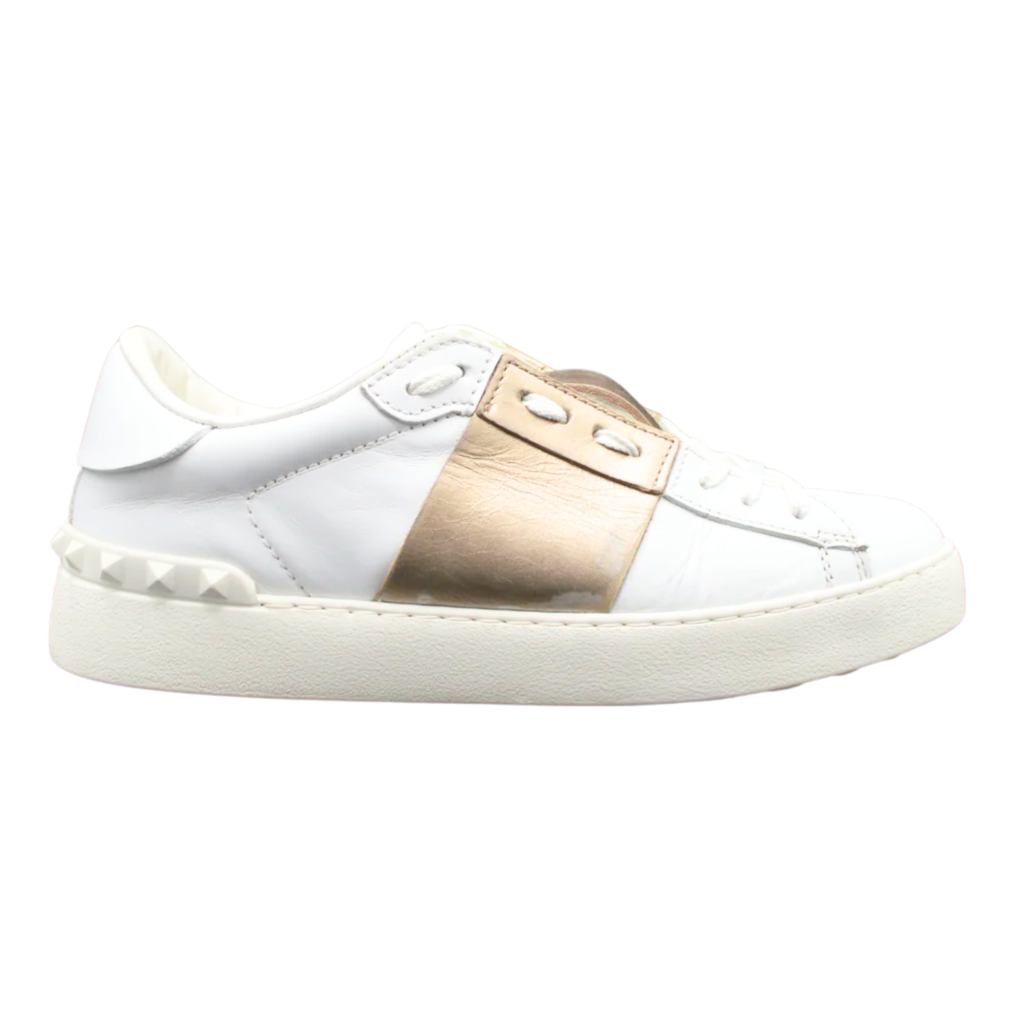 Valentino Open Sneakers (White & Bronze) (Womens)